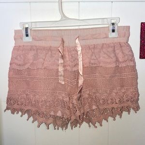 Pink lace shorts
